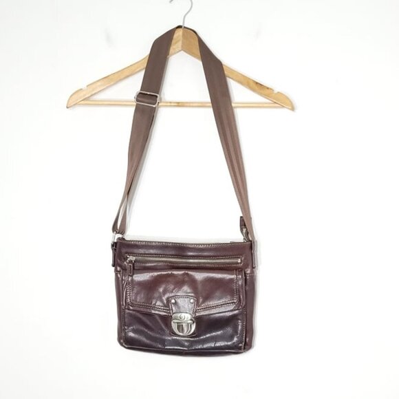 Danier Brown Adjustable Strap Leather Push Clasp Crossbody bag - Picture 1 of 12